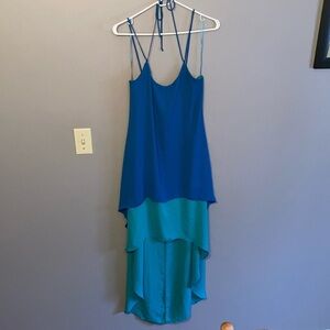 Max & Cleo Asymmetrical Blue and Green High-Low Sundress
